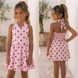 Retro Polka Dot Dress - roze