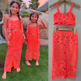 Summer laced set - coral
