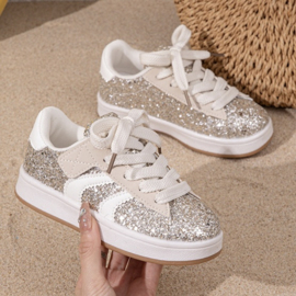 Glitter glam sneakers - goud (met klittenband)