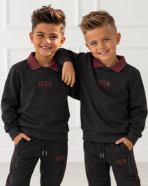 Icon Collar Tracksuit - zwart/bordeaux (verzenddatum 16 okt)