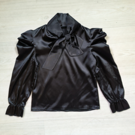 Silky black bow blouse
