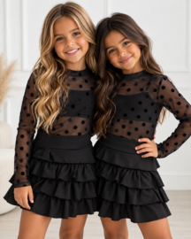 Dotted mesh top - zwart
