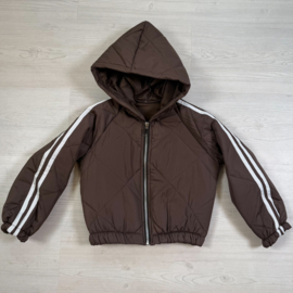 Sporty Stripe Puffer Jacket - bruin