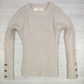 Golden Button Rib Top - beige