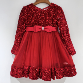 Glitters & bow dress - rood