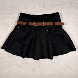 Western Stud Ruffle Skirt - zwart