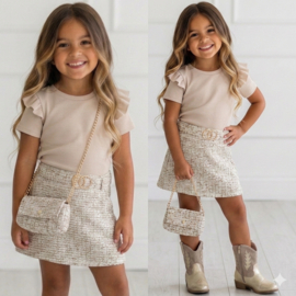 Elegant Tweed Girl Dress - beige