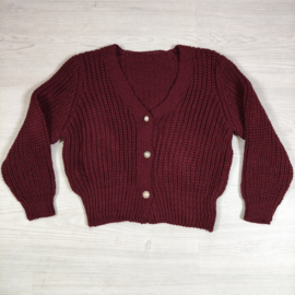 Pearl Knit Cardigan - bordeaux