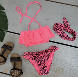 Leopard bikini & Headband - fuchsia