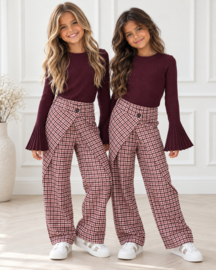 Checkered twist pants - bordeaux