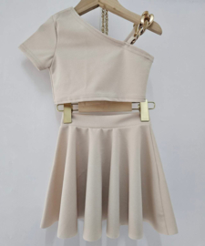 Chained skirt set - beige