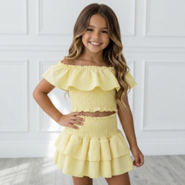 Off Shoulder Ruffle Set - geel