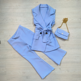 Blue gilet blazer set