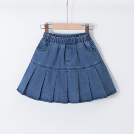 Denim Pleated Skirt