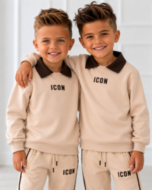 Icon Collar Tracksuit - beige