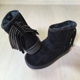 Fringe up my winter boots - black