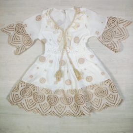 Beige Lace Boho Dress - wit