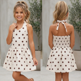 Retro Polka Dot Dress - beige