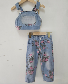 Denim & Flower pants set