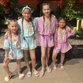 Glitter & tassel playsuit & headband  - Paars