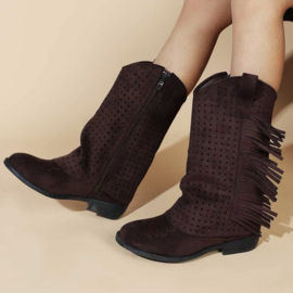 Boho Fringe Western Boots - bruin