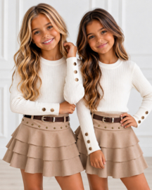 Western Stud Ruffle Skirt - beige (verzenddatum 9 okt)