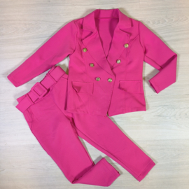 Buttoned blazer set - Dark pink
