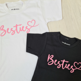 Besties heart pink Shortsleeves (gepersonaliseerd)