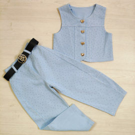 Denim Glam Heart Button Set - blauw