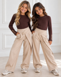 Classy Wrap Wide Leg Pants - beige