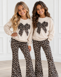 Bling Leopard Bow Set - beige (verzenddatum 9 okt)