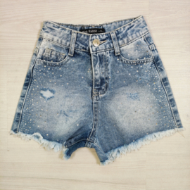 Denim Glow Ripped Shorts - blauw