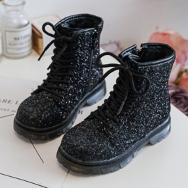 Glitter boots - zwart
