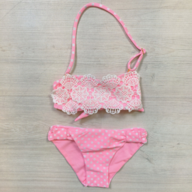 White & pink broderie bikini