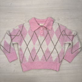 Classic Diamond Knit Polo - roze