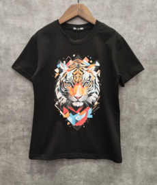 Geo Tiger Graphic Tee - zwart