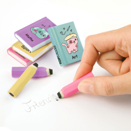 TOPModel gumset - mini schoolboeken en potloden