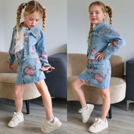 Denim skirt & Flower set