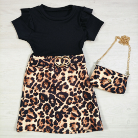 Little Leopard Luxe Dress - zwart