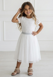 Glitter long tule skirt - wit