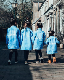 Lichtblauw distressed denim blouse (Gepersonaliseerd)