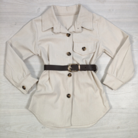 Autumn Belt Cord Dress - beige