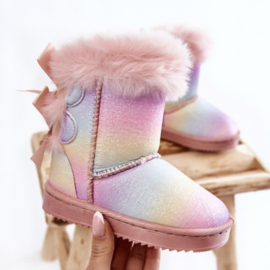 Put a bow on it winter boots - Rainbow