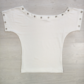 Glam Stud Off Shoulder Top - wit