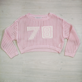 78 Varsity Knit Crop Sweater - roze