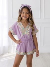 Glitter & tassel playsuit & headband  - Paars
