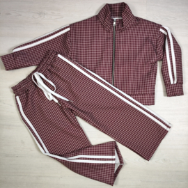 Sporty Chic Check Set - Bordeaux/wit