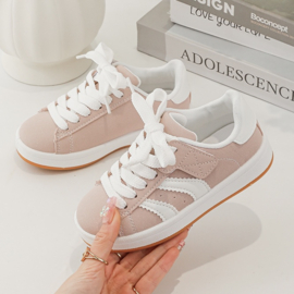 Striped fashion sneakers (met klittenband) - roze