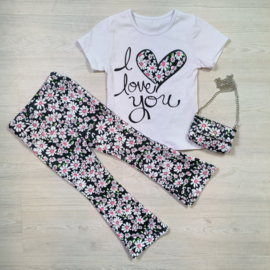 Flared flower & love bagged set - zwart