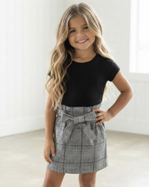 Rib Check Bow dress - zwart
